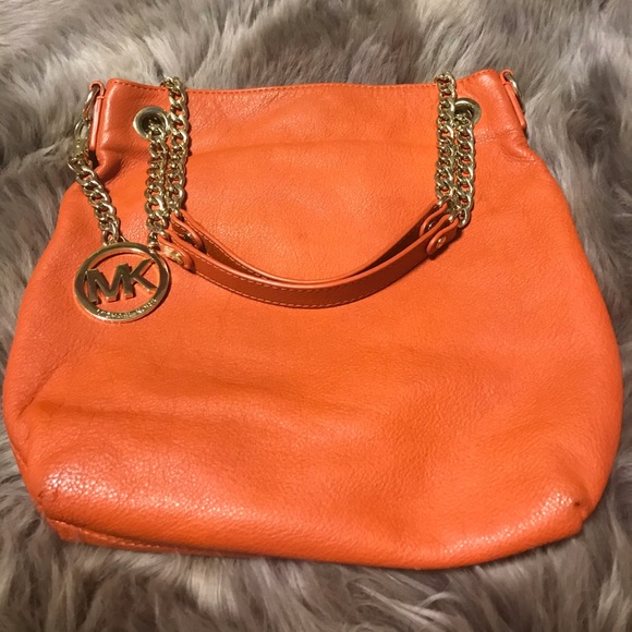 MICHAEL Michael Kors Handbags - Michael Kors Orange Jet Set Chain Handbag Tote